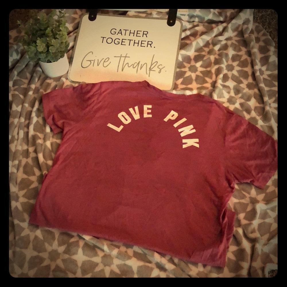 Pink Victoria’s Secret T-shirt with lace up front